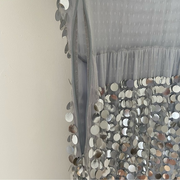 Alexachung Paillette Embellished Silver Sequin Mirror Ball Tulle Midi Dress - Picture 15 of 16